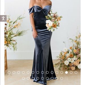 Revelry Bardot Dress in Velvet Terracotta